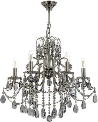 Подвесная люстра Dio D'Arte Alessandria Nickel E 1.1.6.601 N (220V, хрусталь, подвески, на цепи, подсвечник, свеча)