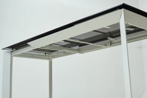 Стол CREMONA 180 KL-188 Контрастный мрамор матовый, итальянская керамика/ белый каркас М-City