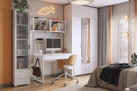 Зефир Антресоль трехдверная 119.01 Mebelson (ЛДСП,ПВХ,МДФ/Светлое дерево,Белый) арт.UL.119-M.103.01.3262