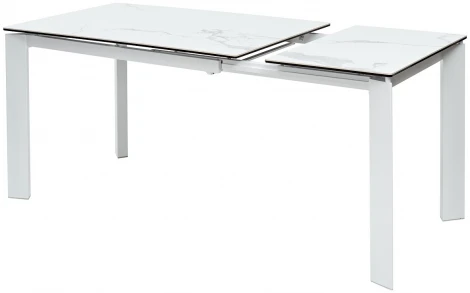 Стол CORNER 120 MATTE STATUARIO Белый мрамор матовый керамика, стекло/ белый каркас М-City