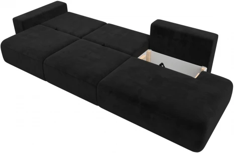 Диван прямой Лига-036 НПБ Модерн Лонг подлокотник слева (Черный/Велюр) Лига Диванов арт.121363L