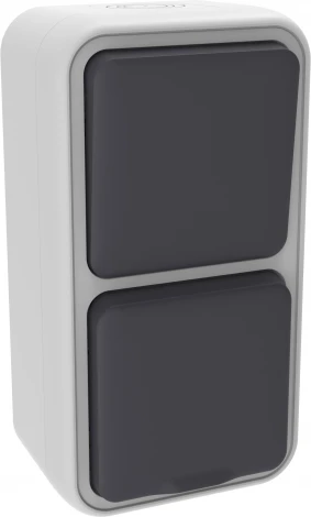 Двойной блок накладной, розетка с защитной крышкой+переключатель 1-клавишный, цвет серый IP55 Donel W55 DIP20640