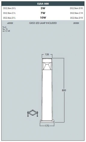 Наземный фонарь Fumagalli Elisa DS2.564.000.LXD1L (220V, IP55)