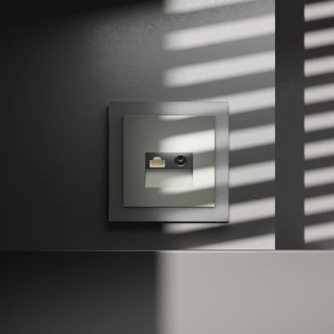 Розетка телевизионная встраиваемая TV+RJ45 Voltum S70 VLS060705 (сталь)