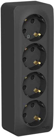 Розетка накладная четверная с заземлением и шторками (антрацит) Systeme Electric Blanca BLNRA011416