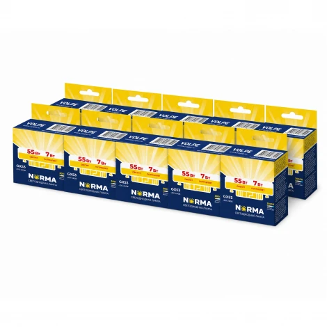 Лампа светодиодная, матовая 3000K (упаковка 10 штук) Volpe Norma LED-GX53-7W/3000K/GX53/FR/NR SET10