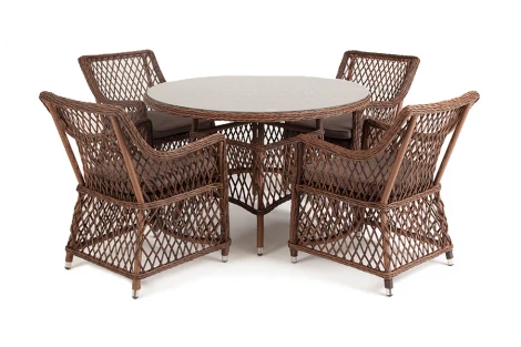 Обеденная группа плетеная, цвет коричневый 4SIS Доппио DOPC4T-5-SET brown