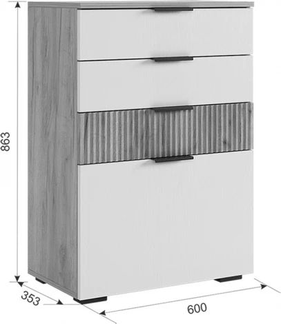 Гостиная Бери К3, цвет дуб крафт золотой/графит Mebelson (арт.ГК03Бери.2564)