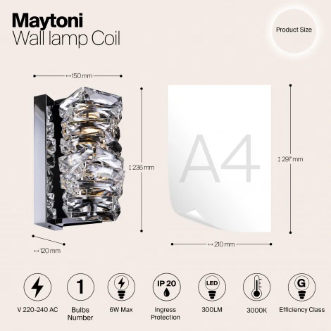 Бра Maytoni Coil MOD124WL-L6CH3K (LED, 220V)