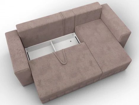 Диван угловой Лига-076 угол универсальный (ДСП/Пластик/Велюр/Бежевый) Лига Диванов 129847