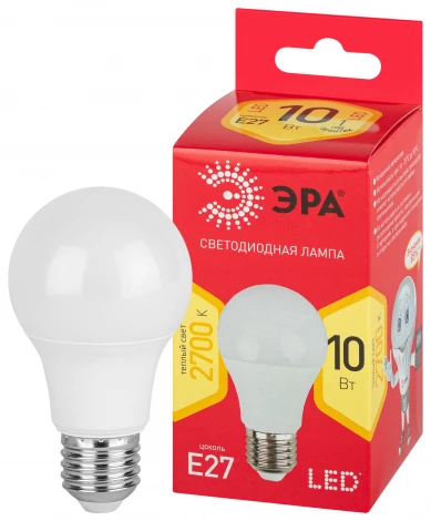Лампочка светодиодная E27 10W ЭРА LED A60-10W-827-E27 R