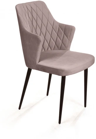 Стул с подлокотниками Hunt ромб, бархат пепельно-бежевый 25 / чёрный конус Top Concept 75269