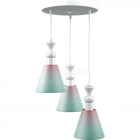 Люстра подвесная Lamp4you, 3 плафона, белый с розовым и бирюзовым