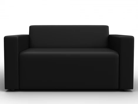 Диван прямой Лига-093 (ДСП,Брус,Фанера/Пластик/Экокожа/Черный) Лига Диванов 132458