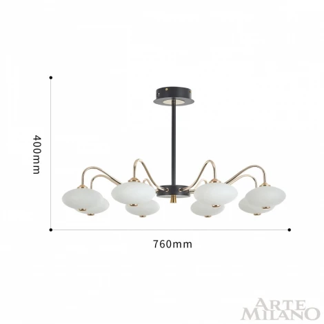 Потолочная люстра на штанге Arte Milano 273908/8 BK/GD (LED, 220V)