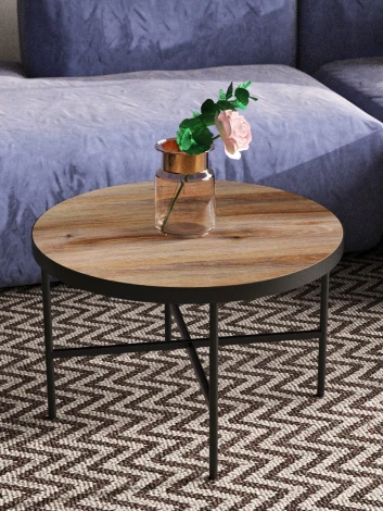 Стол журнальный МеталлАрт М011 БОЛЬШОЙ коричневый дуб/черный Mebelik 009492