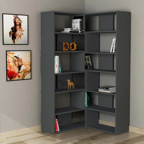 Стеллаж Прямые MOLLY BOOKCASE NO.4 (ЛДСП/Темно-серый) LEVE