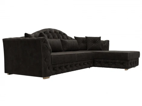 Диван угловой Артис правый угол (Брус,Рейка/Пластик/Велюр/Коричневый) Лига Диванов 128028