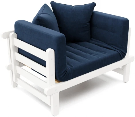 Кушетка Arsko Сламбер белая эмаль синий велюр