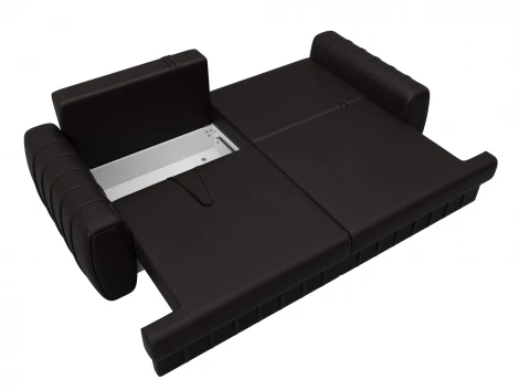 Диван прямой Лига-057 НПБ (ЛДСП,Брус,Фанера/Пластик/Экокожа/Коричневый) Лига Диванов 130025