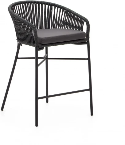 Веревочный полубарный стул Yanet черного цвета 65 см La Forma (ex Julia Grup) арт.114295