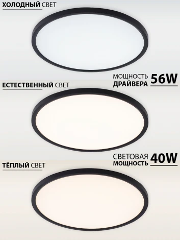 Потолочный светильник светодиодный 40W, черный Natali Kovaltseva Plain LED LAMPS 81114/5C