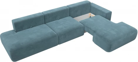 Диван угловой Лига-036 НПБ Модерн Лонг правый угол (Бирюзовый/Велюр) Лига Диванов арт.121425