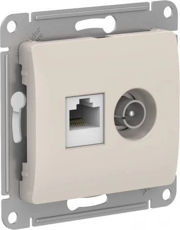 Розетка двойная TV+Ethernet RJ-45 (молочный) Systeme Electric GSL000989