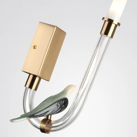 Бра Odeon Light Lark 5431/2WLA золотой(под латунь)/белый градиент/беж./зеленый/ металл/стекло/керамика LED 2W 4000K (220V, птички)