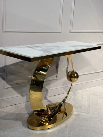 Стол-консоль IST-CASA Дрим IST-800,120х40х78 см, белый бентли/золотой