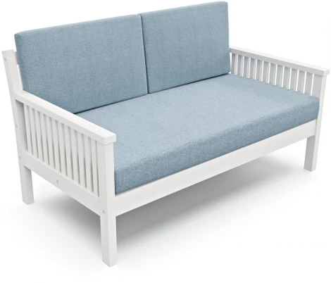 Диван Arsko Норман М белая эмаль голубая рогожка