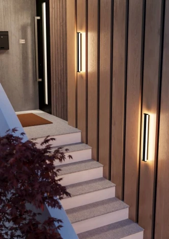 Уличный настенный светильник Eglo Neviano 900677 2X7W (LED), 3000K сталь, черный/пластик, белый