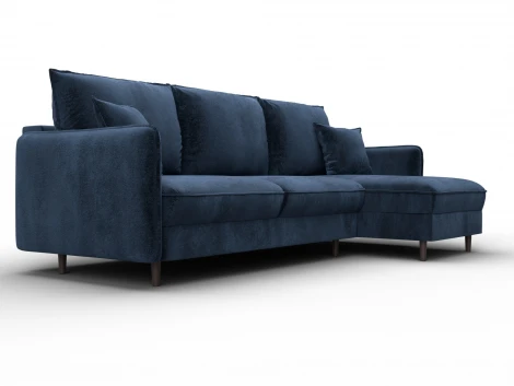 Диван угловой Лига-064 НПБ угол универсальный (ДСП/Дерево/Велюр/Синий) Лига Диванов 129628