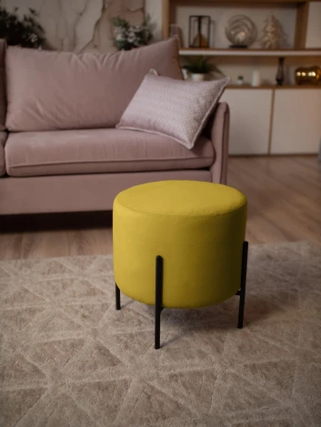 Маленькая радость Пуф круглый на ножках, горчичный D1 furniture арт.AAA41674004
