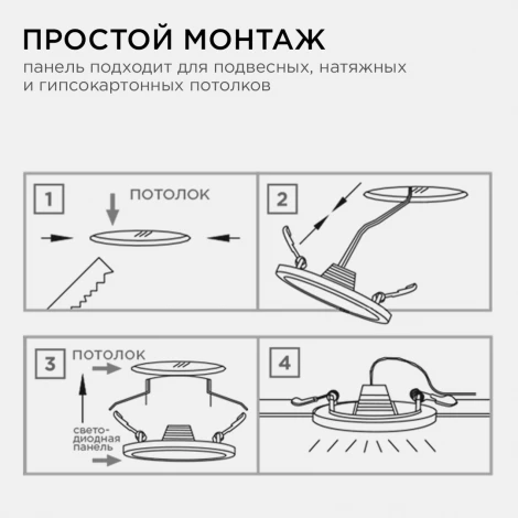 Потолочный светильник светодиодный встраиваемый 220В 24Вт 1920лм изолированный драйвер 4500К Apeyron 06-24
