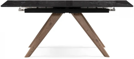 Стеклянный стол Woodville Морсби 140х80х76 черный мрамор / орех кантри 532398