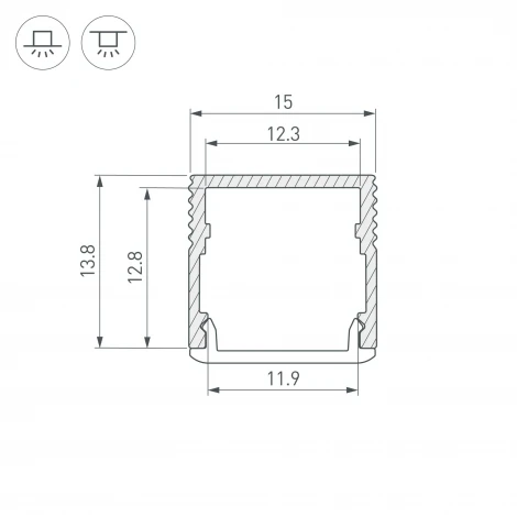 Профиль SL-MINI-15-3000 ANOD (Arlight, Алюминий) 061608