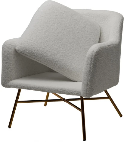 Кресло SHEEP NINI-01 Белый, teddy / золотой каркас М-City