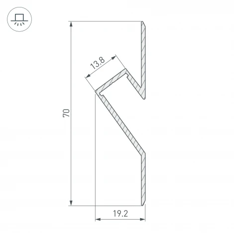 Профиль ARH-DECORE-S12-CAVE-F-2000 ANOD (Алюминий) 023902 Arlight