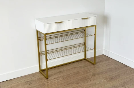 Обувница Классная 1 Mebelson (ЛДСП,Металл/Светлое дерево,Белый,Золотой) арт.172188,3326