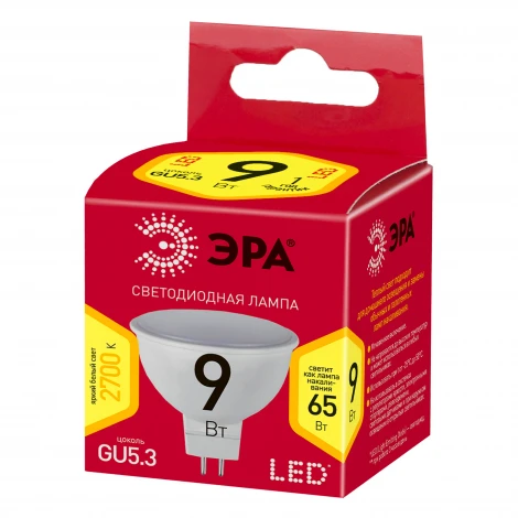 Лампочка светодиодная GU5.3 9W ЭРА LED MR16-9W-827-GU5.3 R