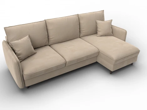 Диван угловой Лига-064 НПБ угол универсальный (ДСП/Дерево/Велюр/Бежевый) Лига Диванов 134769