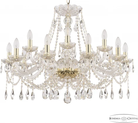 Подвесная люстра Bohemia 107 107/10+5/300 G (220V, подвески, на цепи, подсвечник, свеча)