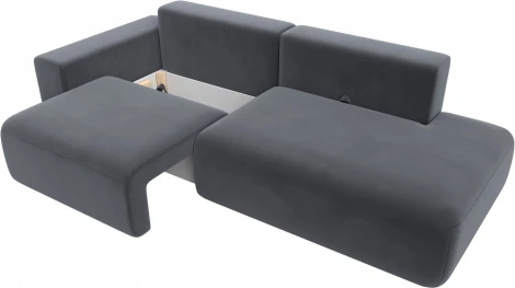 Диван прямой Лига-036 НПБ Модерн подлокотник слева (Серый/Велюр) Лига Диванов арт.121344L