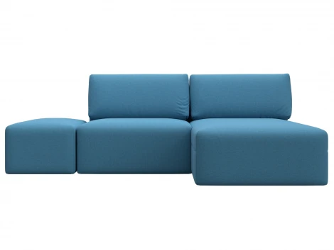 Диван угловой модульный с пуфом Лига-060 НПБ угол универсальный (ЛДСП,Брус,Фанера/Пластик/Рогожка/Голубой) Лига Диванов 129701