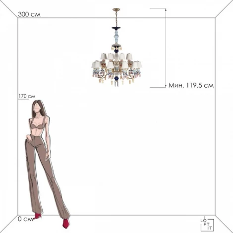 Подвесная люстра ярусная Loft It Grace 10203/12+8 Mult (220V, подвески, на цепи)