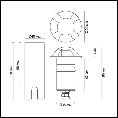 Встраиваемый грунтовый светильник Odeon Light Wald 6662/3GL NATURE черный/металл IP67 LED 3W 4000K 12V/24V (круглые)