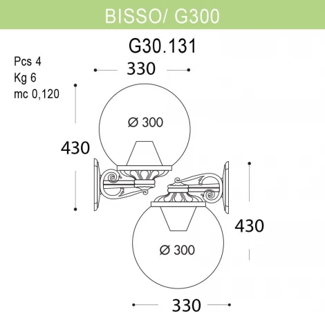 Настенный фонарь уличный Fumagalli GLOBE 300 G30.131.000.AZF1R (220V, фонарь, шар, IP55)