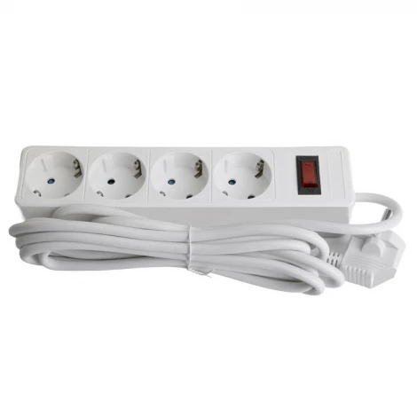 Сетевой фильтр 4-х местный с заземлением 1,8м. (белый) Stekker Optima 50089