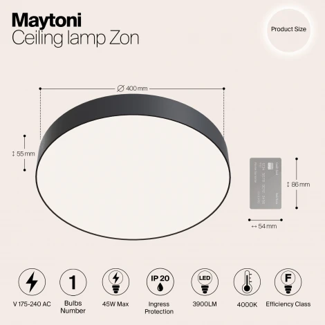 Потолочный светильник Zon 4000K 1x45Вт 120° LED Maytoni Technical C032CL-L48B4K